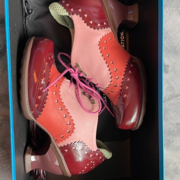 LAST PRICE John Fluevog KKBB Eli Brogue LaceUp Heels Brown Pink Like New Size 7 - Picture 11 of 13